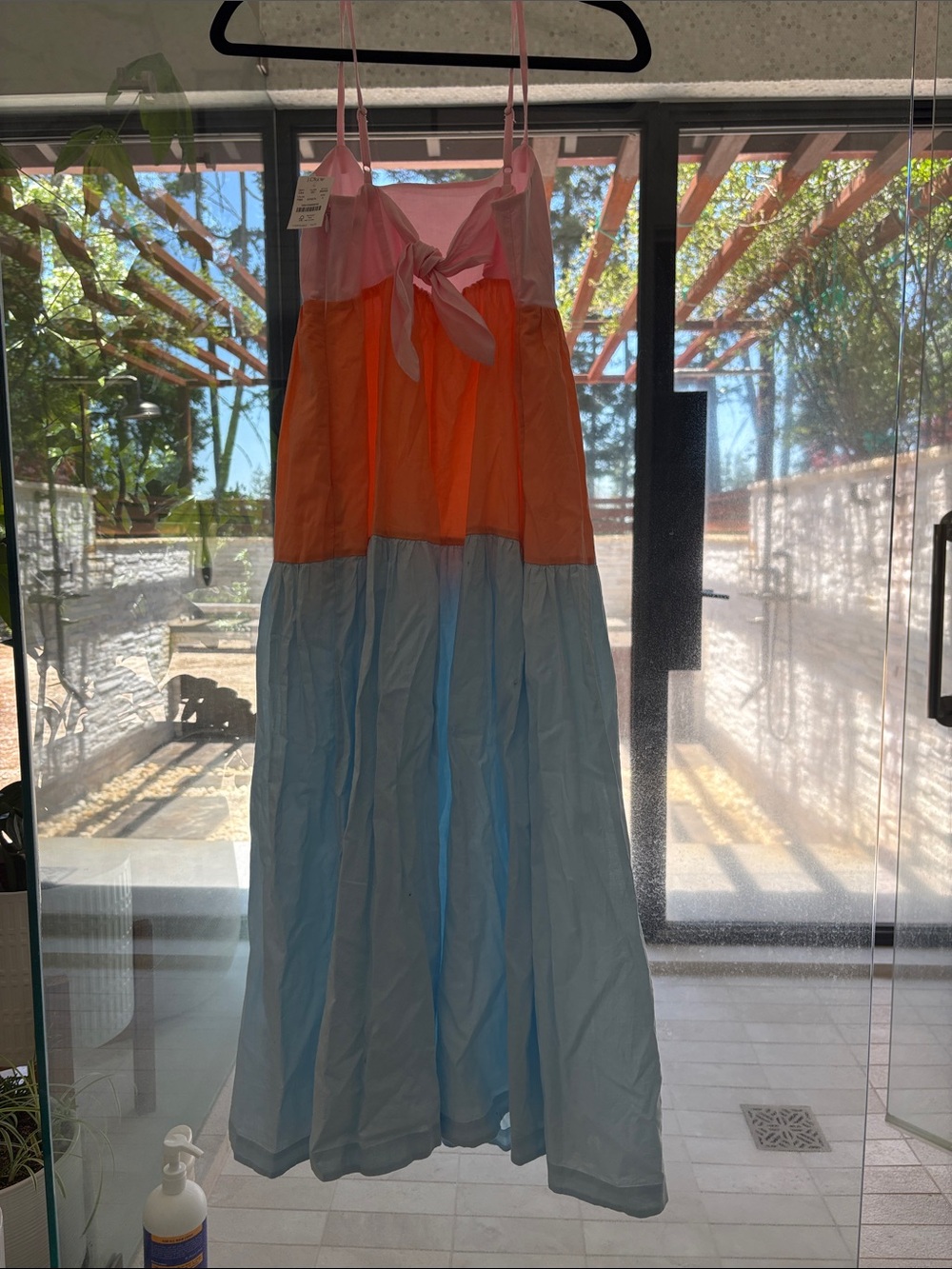 J. Crew Pink Orange Blue Colorblock Maxi Dress - Picture 3 of 3
